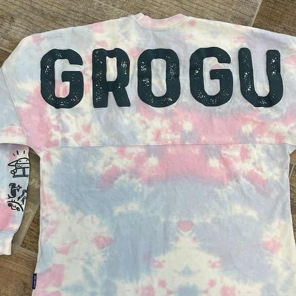 Disney Star Wars Tie Dye Spirit Jersey Grogu Long Sleeve Shirt Spellout Size L - Picture 3 of 7
